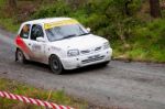 D. Nagle Driving Nissan Micra Stock Photo