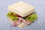 Sandwich With Ham And Lettuce Stock Photo