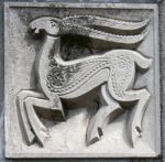 Old Bas-relief Of Fairytale Deer Stock Photo