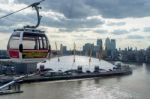 View Of The O2 Building And A London Cable Car Gondola Stock Photo