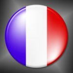 French Badge Shows Waving Flag And Badges Stock Photo