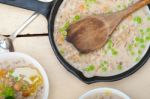 Hearty Middle Eastern Chickpea And Barley Soup Stock Photo