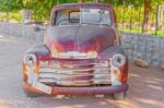 Old And Rusty Chevrolet In Namibia Stock Photo