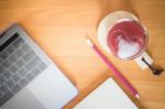 Mix Fruit Juice On Working Table Stock Photo