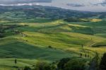 Rolling Hills Of Val D'orcia Tuscany Stock Photo