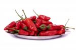 Bunch Of Red Chili Peppers Stock Photo