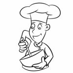 Chef Cartoon - Line Drawn Stock Photo