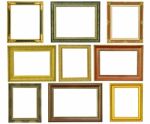 Set Of Vintage Gold Picture Frame Isolated Stock Photo