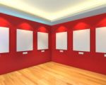 Empty Room Red Gallery Stock Photo