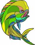 Mahi-mahi Dorado Dolphin Fish Drawing Stock Photo