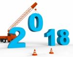 Twenty Eighteen Indicates Happy New Year And Annual 3d Rendering Stock Photo