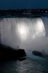 Picture With The Niagara Falls At Night Stock Photo