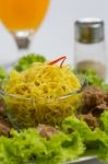 Asian Noodle With Orange Juice Stock Photo