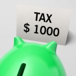 One Thousand Dollars, Usd Tax Showing Expensive Taxes Stock Photo