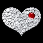 Diamond Heart On Black Background Stock Photo