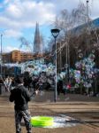 Bubblemaker On The Southbank Of The Thames Stock Photo