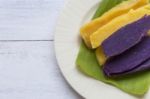 Closeup Purple And Yellow Sweet Potato Stock Photo