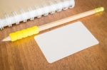 Blank Business Cards On Wooden Table Stock Photo