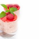 Fresh Raspberry Cake Mousse Dessert Stock Photo