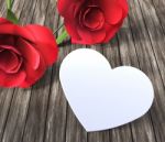 Roses Heart Indicates Valentines Day And Bloom Stock Photo