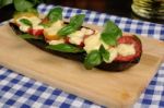 Baked Eggplant With Tomatoes And Cheese Stock Photo