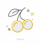 Thin Line Icons, Cherry Stock Photo