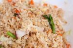 Fried Rice With Squid Stock Photo