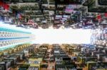 A Look Up View Of Quarry Bay In Hong Kong,china Stock Photo