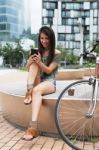 Portrait Of Young Girl In The City Stock Photo