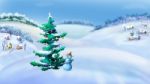 Landscape With Christmas Tree And Snowman Stock Photo