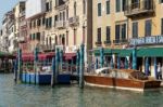 Motorboat Moored In Venice Stock Photo