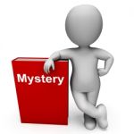 Mystery Book And Character Shows Fiction Genre Or Puzzle To Solv Stock Photo