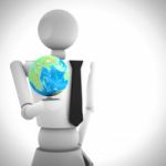 3d Business Man With Earth Globe In His Hand Stock Photo