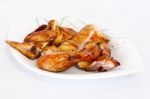 Grilled Chicken On Dish Stock Photo