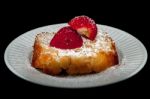 Pound Cake With Strawberry On Black Stock Photo