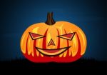 Halloween Pumpkin On Graveyard Grass Stock Photo