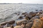 Shore Of The Lake In Autumn Stock Photo