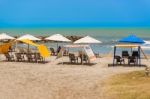 Beach At Upscale Part Of Cartagena Called Bocagrande, Colombia Stock Photo