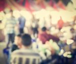 Festival Event With Blurred People Background Stock Photo