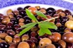 Plate With Olives Stock Photo