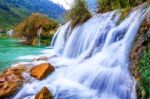 Jiulong Waterfall In Luoping, China Stock Photo