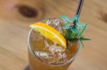 Glass Of Iced Lemon Tea Stock Photo