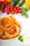 Golden Deep Fried Onion Rings Stock Photo