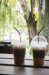 Iced Coffee With Milk Foam Stock Photo