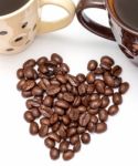 Heart Coffee Beans Means Caffeine Brown And Cafeteria Stock Photo