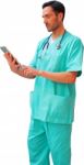 Young Male Surgeon Using Digital Tablet Stock Photo