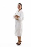 Lady Doctor standing With clipboard Stock Photo