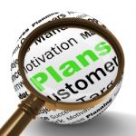 Plans Magnifier Definition Shows Customers Target Arrangement Or Stock Photo