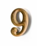 Wooden Numeric 9 Stock Photo