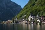 View Of Hallstatt From Hallstatt Lake Stock Photo